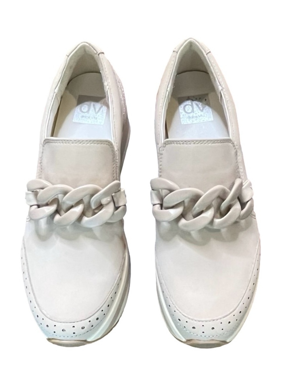 Dolce Vita Chain Platform Loafers Beige Size 8 Like New - Picture 2 of 9